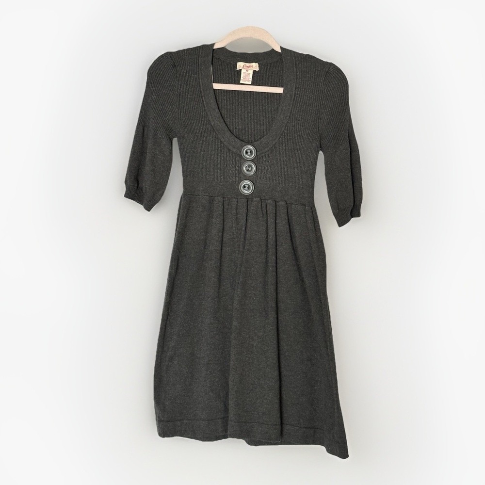 Vintage Y2K Candies Sweater Dress Womens M Black Knit Babydoll Empire Waist Goth